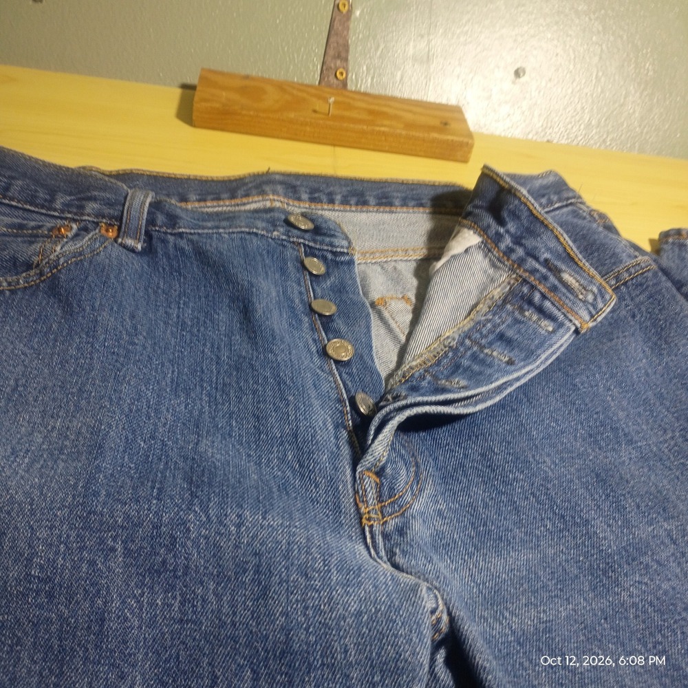 Levi's 501 Original Fit Jeans Mens 36x29 Blue Button Fly Straight Leg Denim - Picture 8 of 11